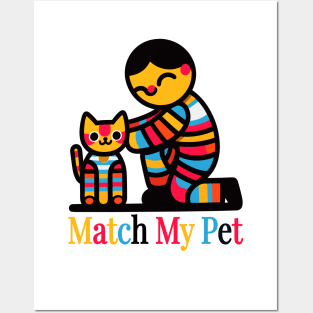 Match My Pet: Joyful Human-Cat Bonding Posters and Art